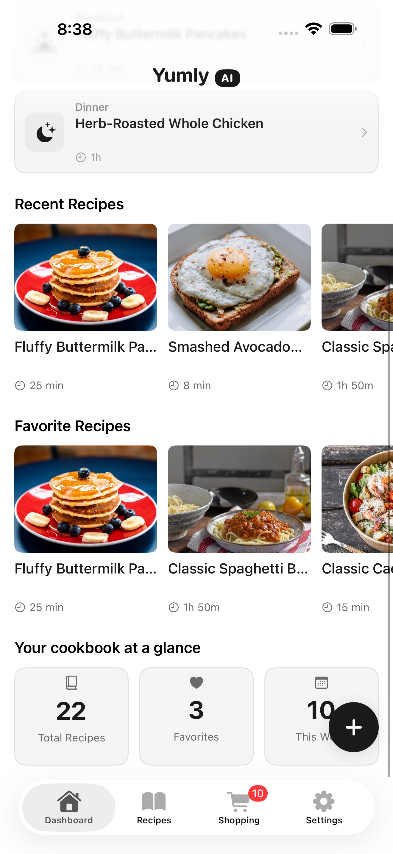 Yumly AI suggesting a generated dinner recipe tuned to the user's diet and allergies